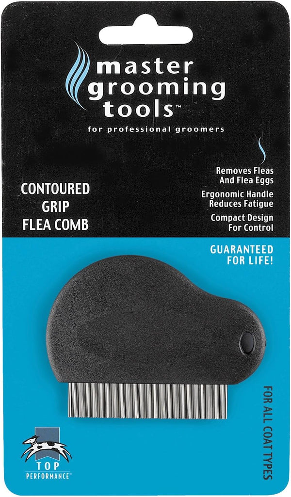 Contoured Grip Flea Combs — Ergonomic Combs for Removing Fleas, Black, 3-Inch