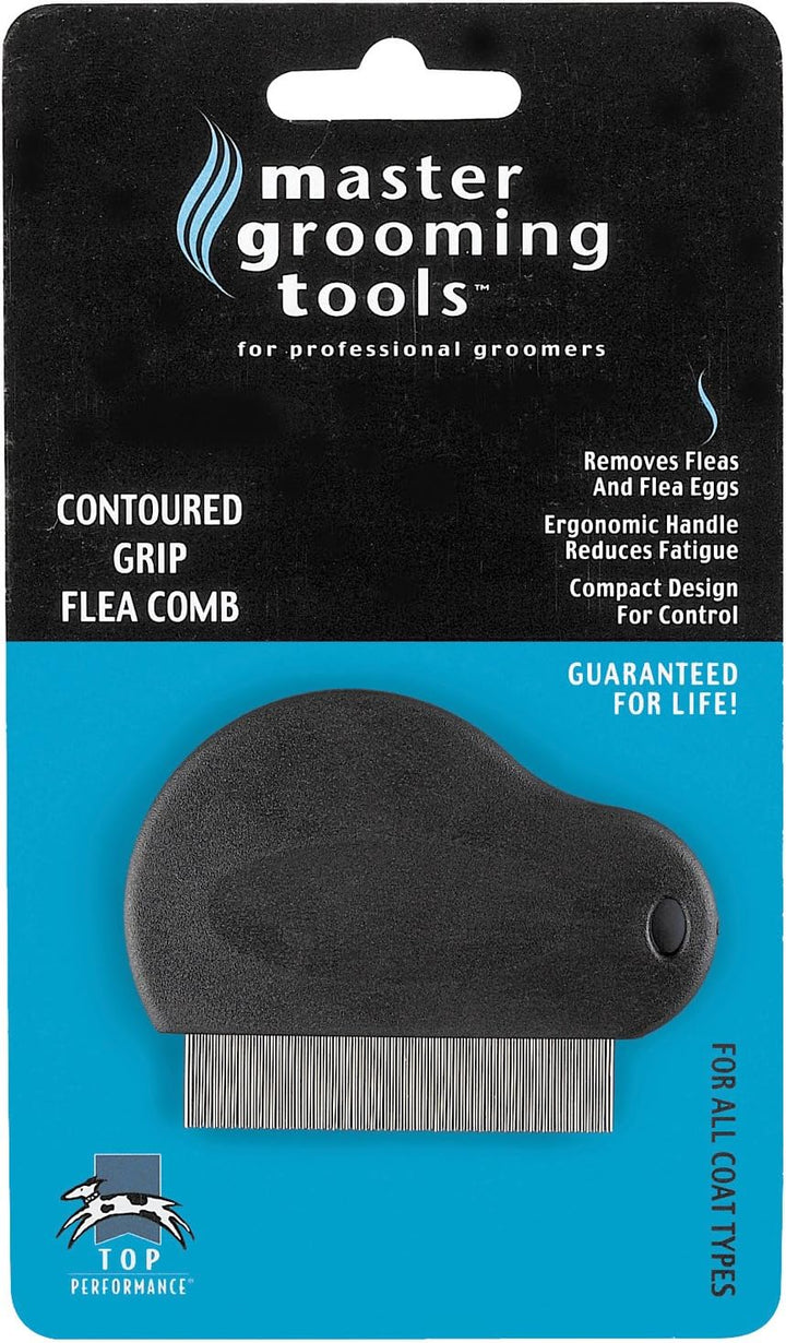 Contoured Grip Flea Combs — Ergonomic Combs for Removing Fleas, Black, 3-Inch
