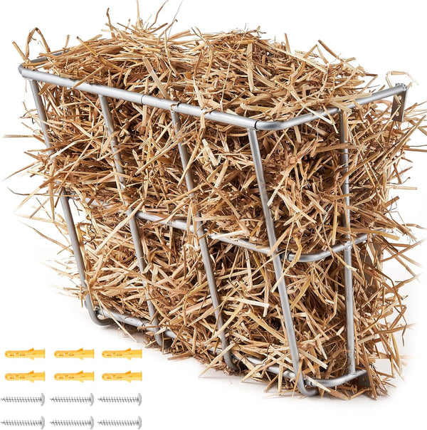 Livestock Feeder, 18.5 Gallons Large Capacity, Heavy-Duty Steel Goat Hay Rack, 24.4" Long Wall Mounted Horse Hay Holder, Multiple Sided Feeding Rack for Sheep Farm Livestock Indoor Outdoor