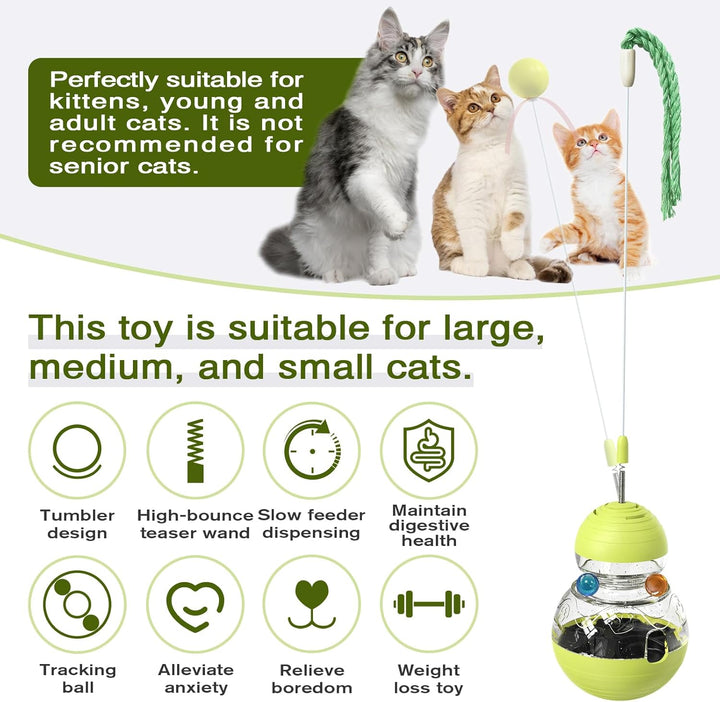 Cat Toy for Indoor Cats Halloween Toys Wobble Kitten Treat Dispensing Ball Food Dispenser Feeder Balls Kitty Stimulating Indoor Interactive Puzzle Game Gift