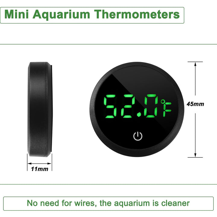 Aquarium Thermometer Digital Fish Tank Thermometer Led Display Fish Tank Temperature Gauge Accurate Thermometer to ±1℉ for Betta Axolotl Turtle Tank (With Spare Battery)