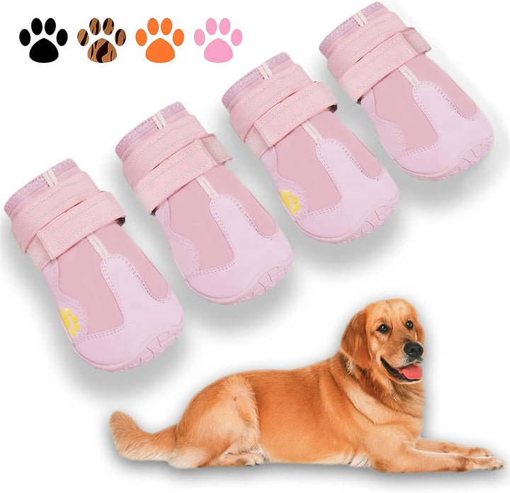 Dog Boots,Waterproof Dog Shoes,Dog Booties with Reflective Rugged Anti-Slip Sole and Skid-Proof,Outdoor Dog Shoes for Medium to Large Dogs 4Pcs-Size6