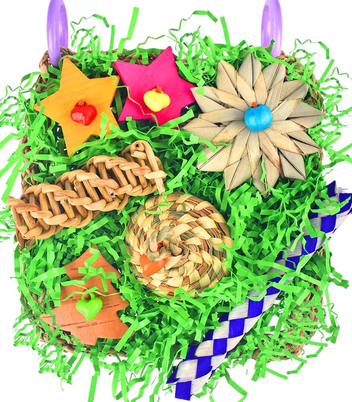 Bird Toys, Parakeet Grass Mat Foraging Toy Parrot Shredding Hanging for Cockatiel Lovebird Parakeet Budgie Small-Medium Birds