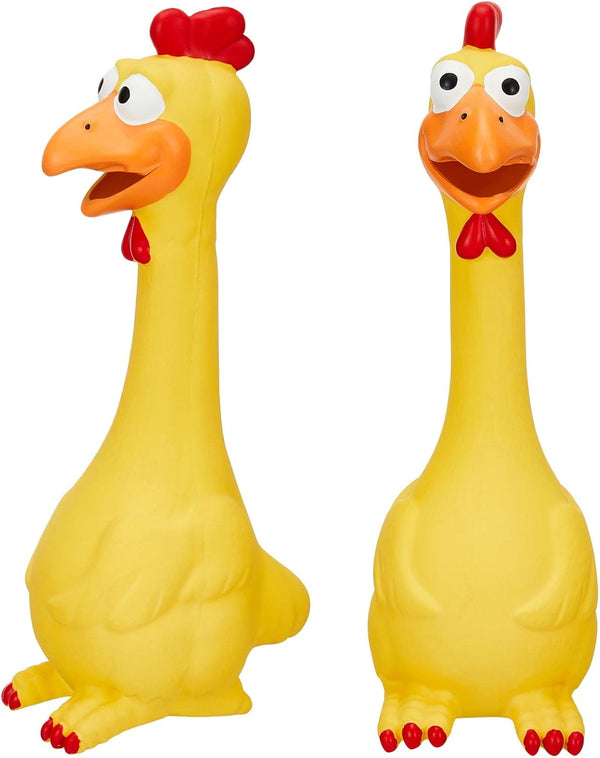 1 Pcs Horse Toys Latex Squeaky Squeeze Chicken Squeak Turkey Balls for Play Fake Screaming Chicken Toys for Horses Soccer Ball for Reduce Separation Anxiety Noise Maker (Yellow)