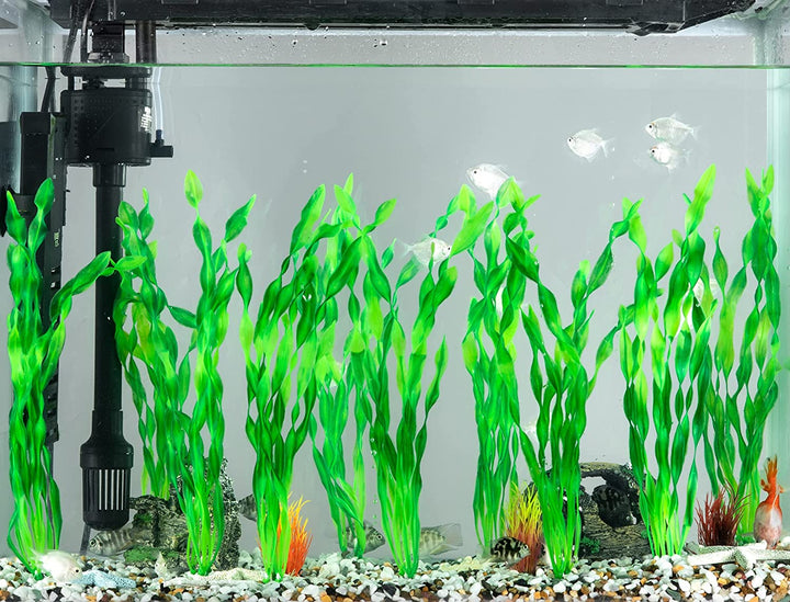 Artificial Seaweed Water Plants for Aquarium, Plastic Fish Tank Plant Decorations 10 PCS (12 Inches Tall, Green)