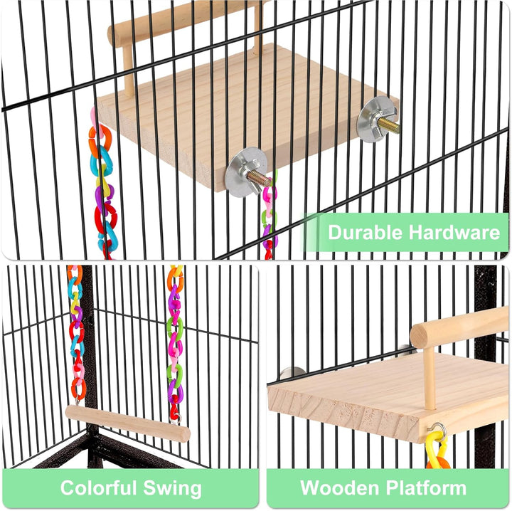 Bird Perch Bird Cage Accessories Platform Swing - for Parrot,Parakeet,Budgies, Cockatiels, Lovebirds, Pacific Parrotlets,Chinchilla, Hamster - Sturdy Play Gym Exercise Stand