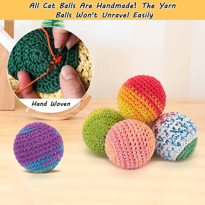 Cat Toys Balls, Woolen Yarn Cat Ball Toy with Bell Inside, Kitten Toys for Indoor Cats, Interactive Cat Chew Toys for Kitty Kitten, 6 Pack