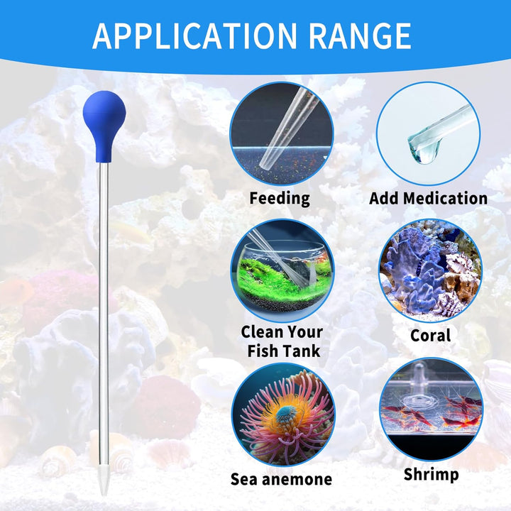 18.5 in Long Pipette for Fish Tank Coral Food Feeder Long Syringe Aquarium Coral Feeding Tube for Marine Fish Reef Aquatic Plant Spider Snake Lizard