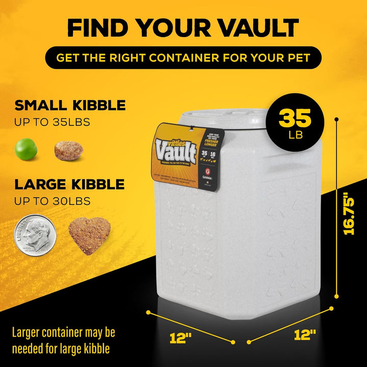 Vittles Vault Pet Food Storage Containers - Sealed Dog and Cat Food Storage Container, Fits up to 35Lbs, Made in the USA - [12"L X 16.75"H]