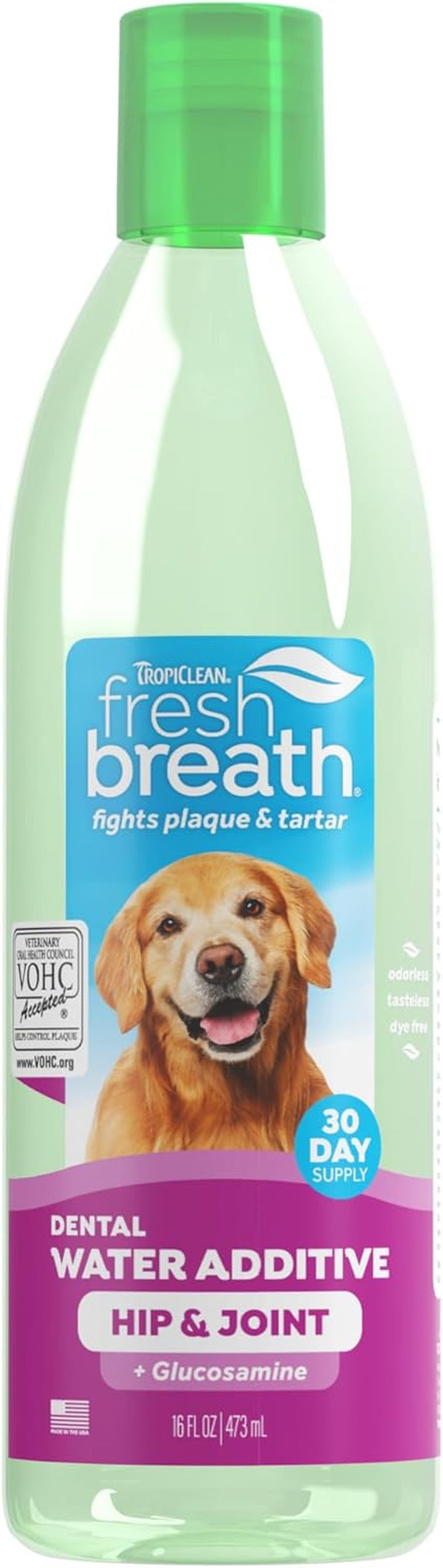 Fresh Breath Water Additive for Dogs, Dog Breath Freshener and Teeth Cleaning Solution, No Toothpaste or Toothbrush Required, 33.8Oz.