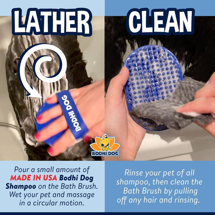 Shampoo Brush - Pet Grooming & Bath Supplies for Dogs and Cats - Bath Brush for Long & Short Hair - Premium Scrubber for Shower, Bathing & Massage (One Pack, Blue)