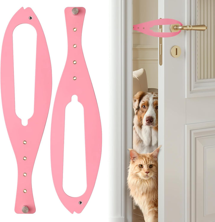 Cat Door Latch, 2 Pcs Cat Door Stopper Pet Door Latch to Keep Dog Out of Litter Box and Food, Door Prop for Cat with 5 Adjustable Size Strap 2.5-6" Wide, No Measuring, Easy to Install, White
