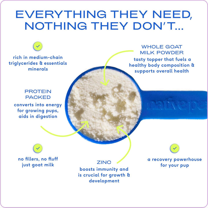 Goat Milk for Dogs - Organic Goat Milk Powder for Dogs and Cats - Puppy Formula Dairy Replacement Packed with Protein & Vitamins for Immunity, Recovery & Growth for Active Pups - 60 Scoops