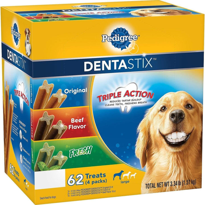 Dentastix Large Breed Dog Treats, Original, Beef & Fresh Flavor, 2.73 Lb. Variety Pack (51 Treats)
