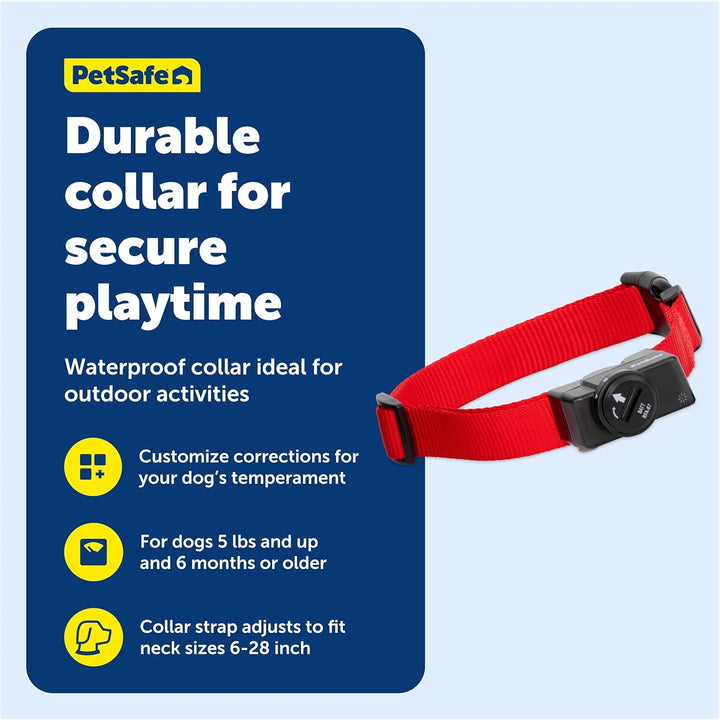 Wireless Pet Containment System Receiver Collar - Battery-Operated & Waterproof - Adjustable Receiver Collar with 5 Correction Levels - for Dogs 5Lb+