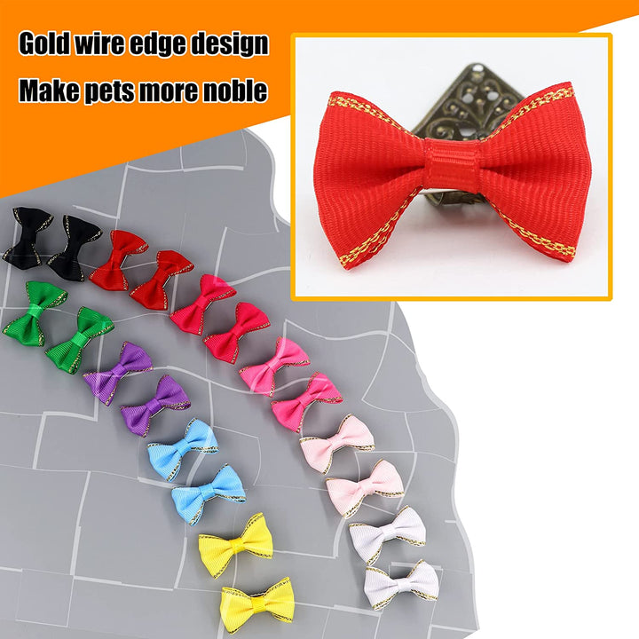 60PCS (30 Paris) Cute Puppy Dog Small Bowknot Hair Bows with Metal Clips Handmade Hair Accessories Bow Pet Grooming Products (60 Pcs,Cute Patterns)