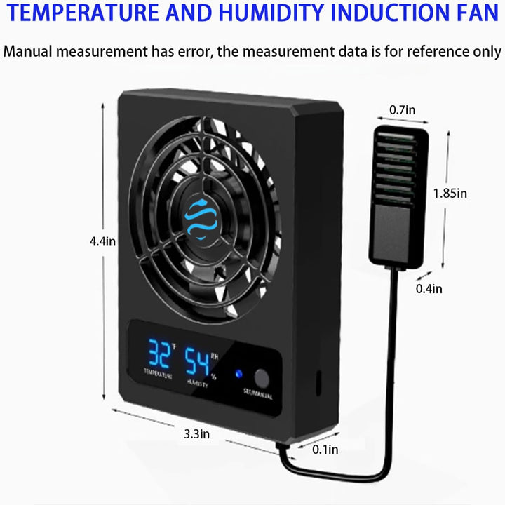 Reptile Ventilation Fan with Humidity Control & High Temp Alarm, Smart Hygrometer for Bearded Dragon, Leopard Gecko, Snake Tank – Quiet Fan with Dual LED Display for Reptile Enclosure