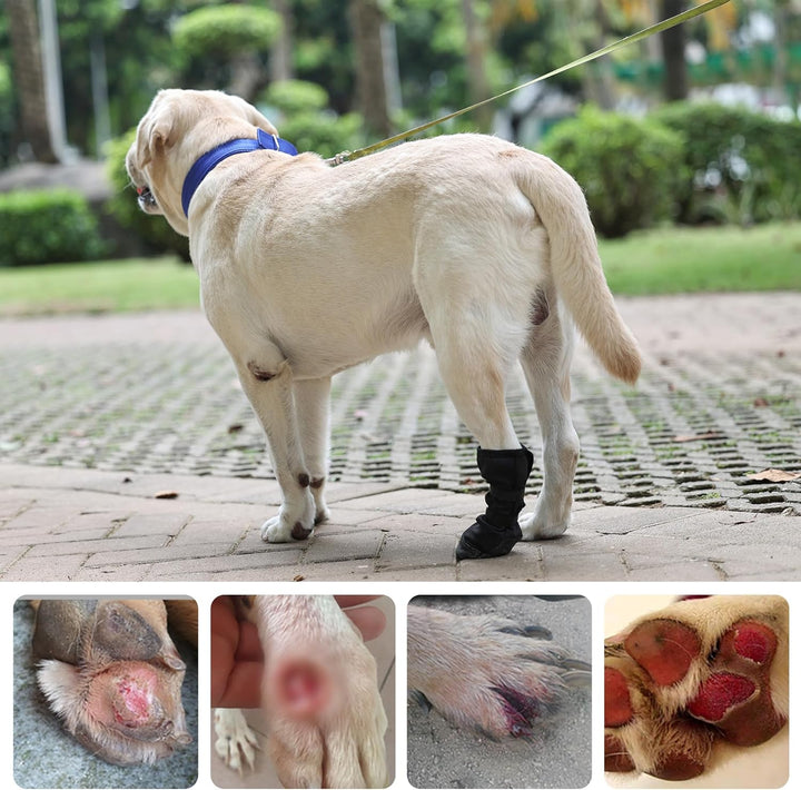 Dog Paw Wound Recovery Boot, Breathable Dog Bootie for Injured Paw, Anti-Slip Dog Shoe with Self-Adhesive Strap, Dog Paw Protector for Outdoor Walking & Keep Dogs from Licking Wounds (L)