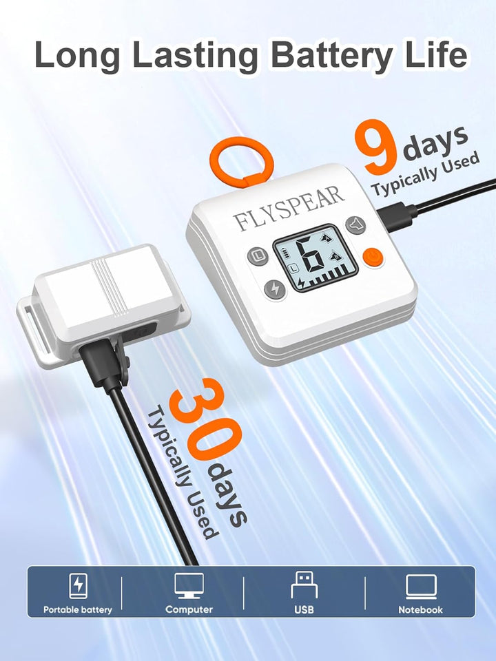 Wireless Pet Barrier - Rechargeable Indoor Barrier with 6 Adjustable Range Radius up to 7 Ft, 6 Adjustable Safe Static Intensity, Electric Fence System for Dogs with Hook (White)