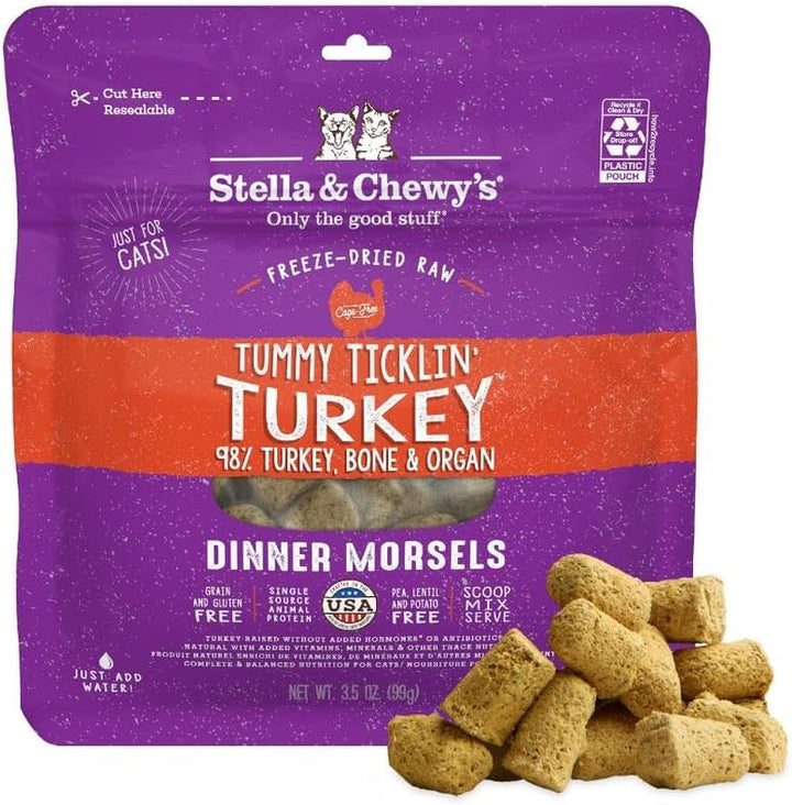 Freeze-Dried Raw Cat Dinner Morsels - Premium Chicken Recipe with 98% Cage-Free Meat & Organs - Natural Grain-Free Cat & Kitten Food - Made in USA - 3.5 Oz
