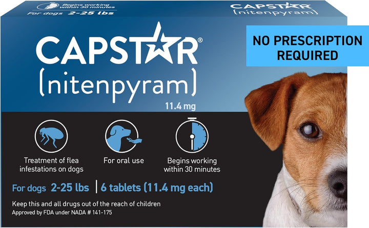 for Dogs (Nitenpyram), Fast-Acting Oral Flea Treatment for Dogs over 25+ Lbs, Vet-Recommended Flea Medication Tablets Start Killing in 30 Minutes, 6 Doses