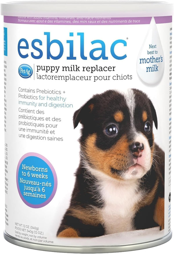 Pet-Ag Esbilac Puppy Milk Replacer Powder - 12 Oz - Powdered Puppy Formula with Prebiotics, Probiotics & Vitamins for Puppies Newborn to Six Weeks Old - Easy to Digest