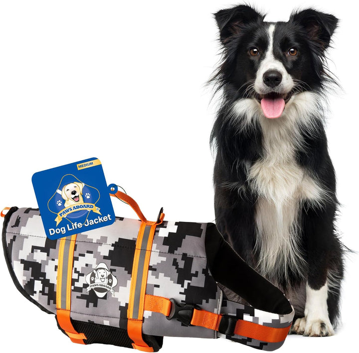 Dog Life Jacket - Swimming Vest for Dogs, Adjustable, Reflective, Comfortable, Multiple Colors, Patterns, Xx-Small to Extra Large Dog Swim Vest with Handle (Red, Large)