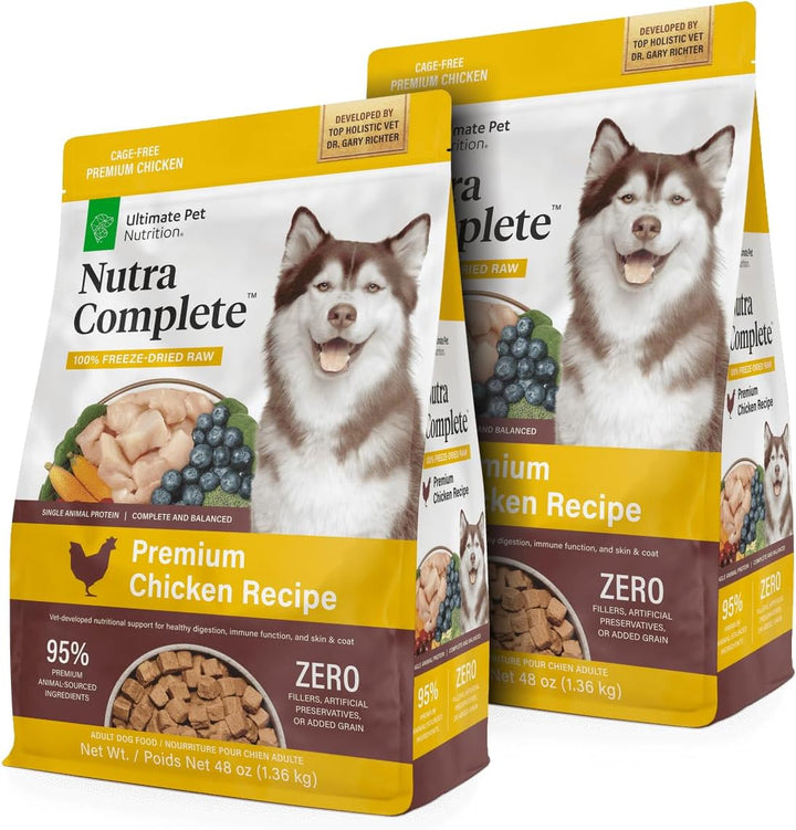 Nutra Complete Freeze Dried Raw Dog Food, Veterinarian Formulated with Antioxidants, Prebiotics & Amino Acids (3 Pound, Beef)