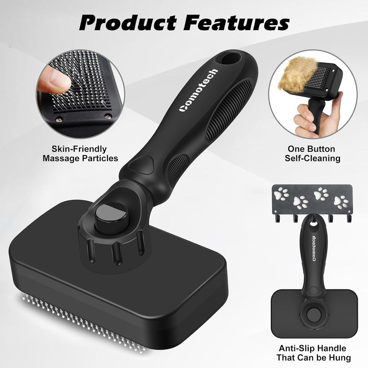 3PCS Cat Grooming Supplies,Cat Brush & Nail Clipper/Trimmer & Flea Comb for Shedding Indoor Cats Dogs and Small Animals - Meet All Your Pet'S Daily Grooming Needs - All in One Set (Black)