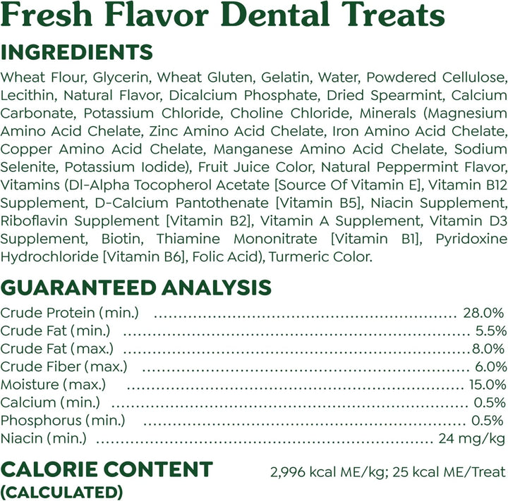 Teenie Dental Dog Treats, Mint Fresh Flavor, 12 Oz. Pack (43 Treats)