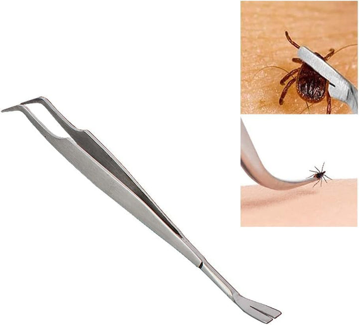 2Pcs Silver Stainless Steel Tick Tweezers Dual Tipped Tick Remover Tool First Aid Tweezers Tick Killer Tweezer for Human Dogs Cats Tick Remover Tools Flea and Tick Control