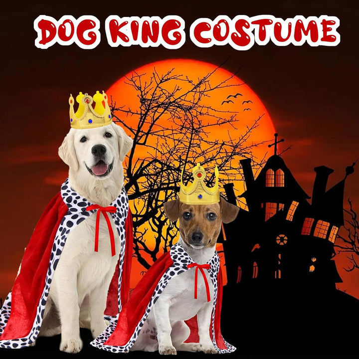 Dog King Costume, Dog Halloween Costumes King Cloak and Crown Set Funny King Prince Costume for Small Medium Large Dogs (Large)