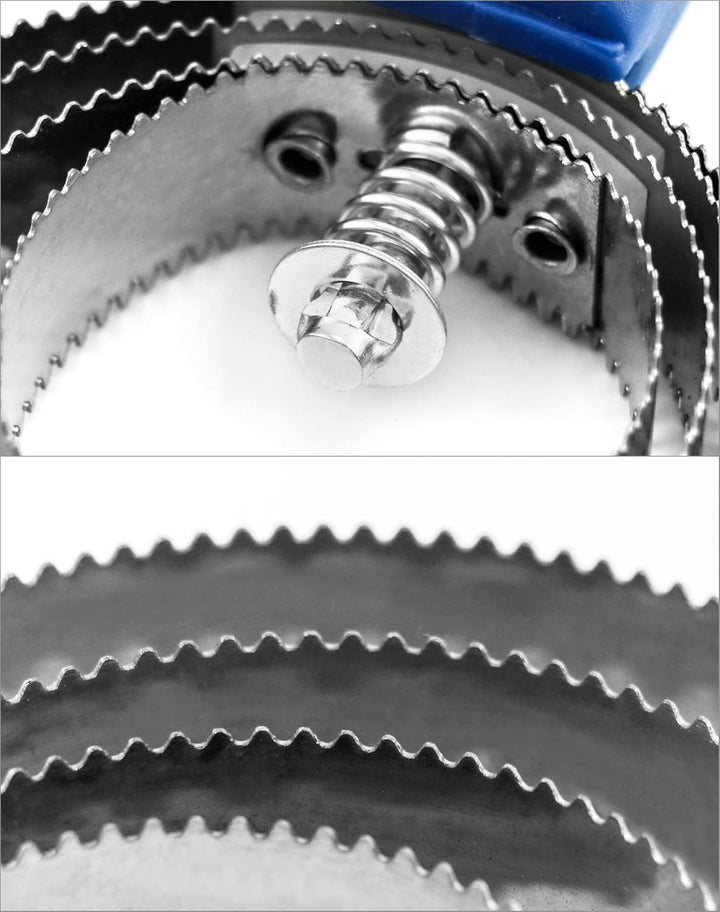 Double Sided Curry Comb, 2 Pack 4 Rings Stainless Steel Curry Comb with Soft Touch Grip, Blue