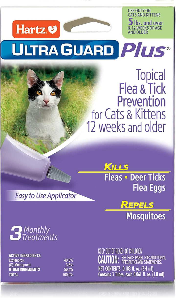 Ultraguard Topical Flea & Tick Prevention for Cats and Kittens - 3 Monthly Treatments