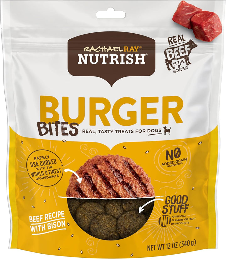 Rachael Ray Burger Bites Dog Treats, Beef Recipe with Bison, 12 Oz. Pouch