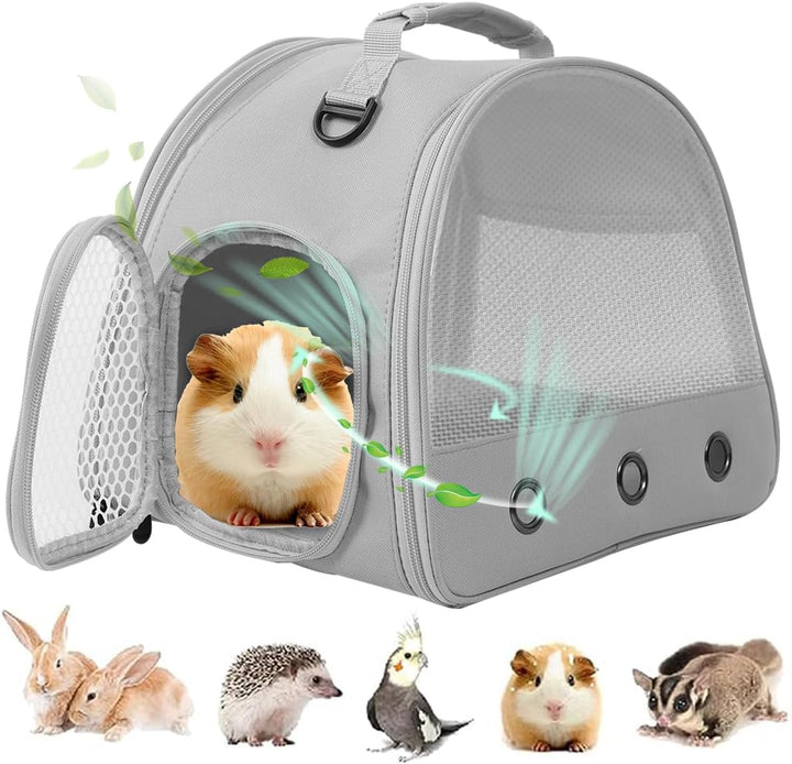 Guinea Pig Carrier Backpack, Clear Bubble Window Backpack for Guinea Pig, Bunny Rat Bird (Black, Carrier)