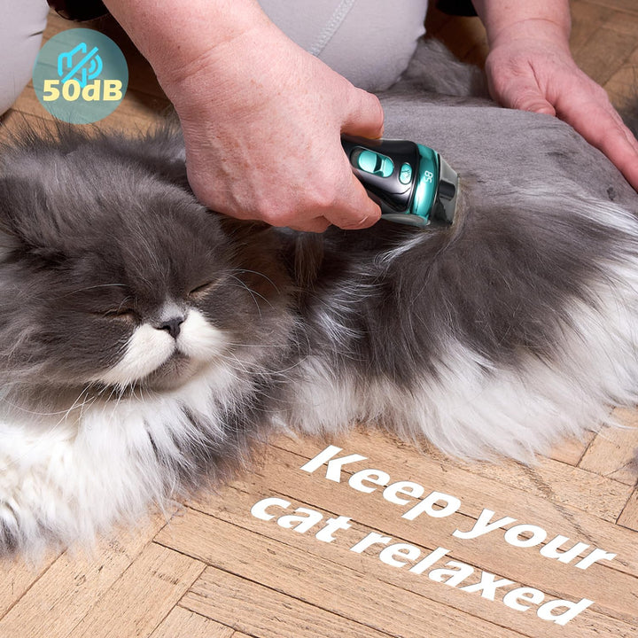Cat Clippers for Grooming with 5-In-1 Blade, Cat Grooming Kit Cordless Rechargeable Hair Trimmer Detachable Stainless Steel Blade Pet Shaver for Small Kitty Paw Face Head Body