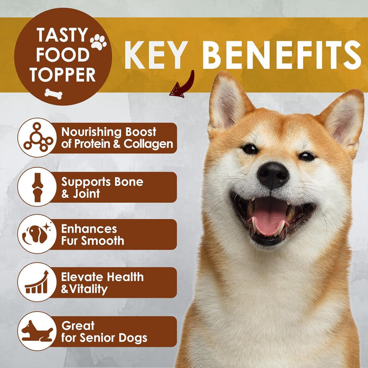 Grass-Fed Beef Bone Broth Protein Powder for Dogs & Cats - Joint & Bone Support, Healthy Fur Enhancer, Pet Food Topper for Dry & Wet, 10.58Oz