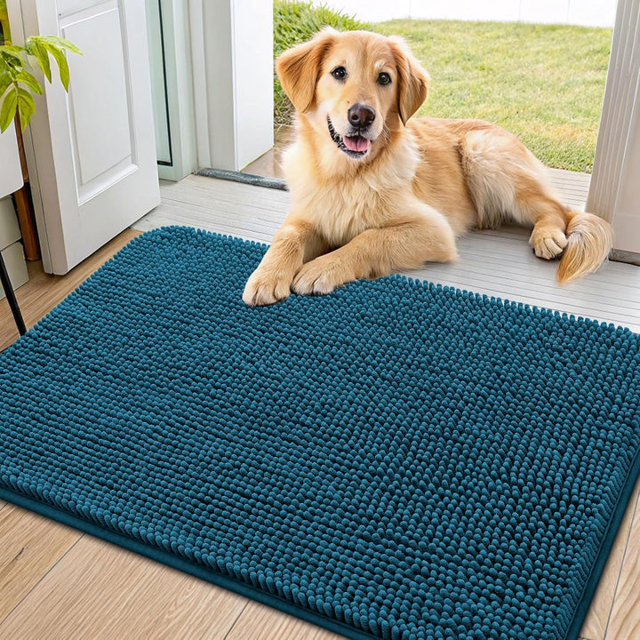 Dog Door Mat for Muddy Paws 30X20, Absorbs Moisture and Dirt Doormat, Non-Slip Washable Quick Dry Chenille Front Door Mat Indoor Entrance, Entryway Carpet for inside Floor, Grey