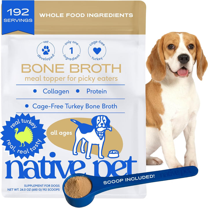 Bone Broth for Dogs - Made with Real Beef Bone Broth, Dog Food Toppers for Picky Eaters - Provides Extra Hydration & Nutrition for Joint Strength, Immunity & Heart Health-48 Scoops
