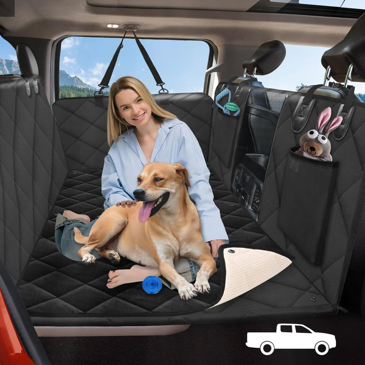 Back Seat Extender for Dogs-Large Space, Dog Car Seat Cover Hard Bottom Holds 420Lbs, Sturdy Backseat Extender for Dogs,Upgraded Material Waterproof Pet Car Bed Dog Hammock for Car, Suv,Truck