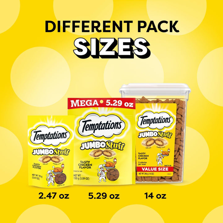 Jumbo Stuff Crunchy and Soft Cat Treats, Tasty Chicken Flavor, 14 Oz. Tub