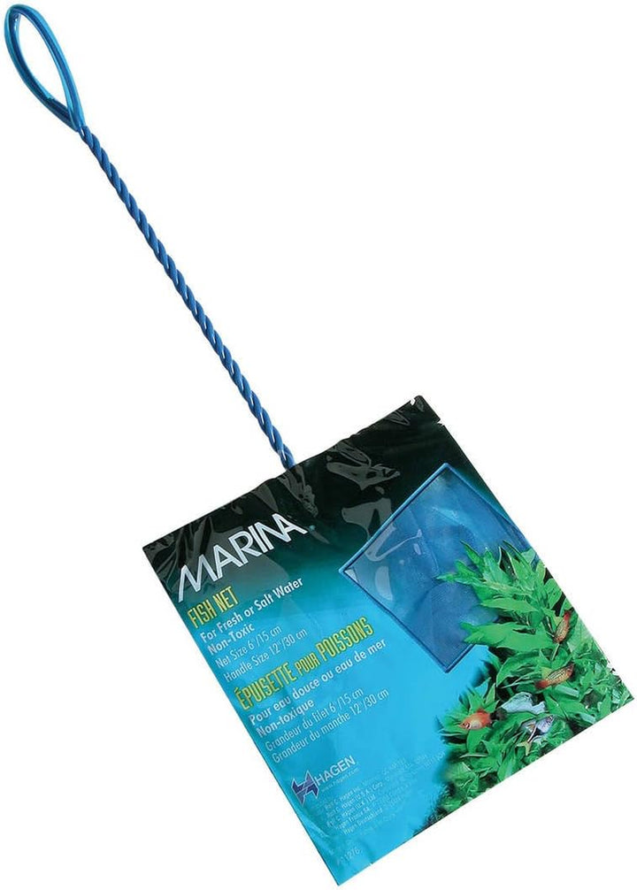 4-Inch Blue Fine Nylon Net with 10-Inch Handle, Aquarium Maintenance Tool, Blue, 11274