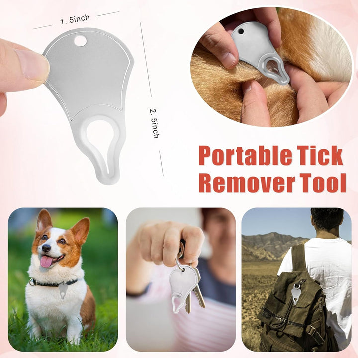 Tick Remover Tool Kit, Stainless Steel Tick Tweezers + Remover Tick Key, 4 Pack Quick & Safe Tick Twister Removal Tools for Dogs Cats Humans