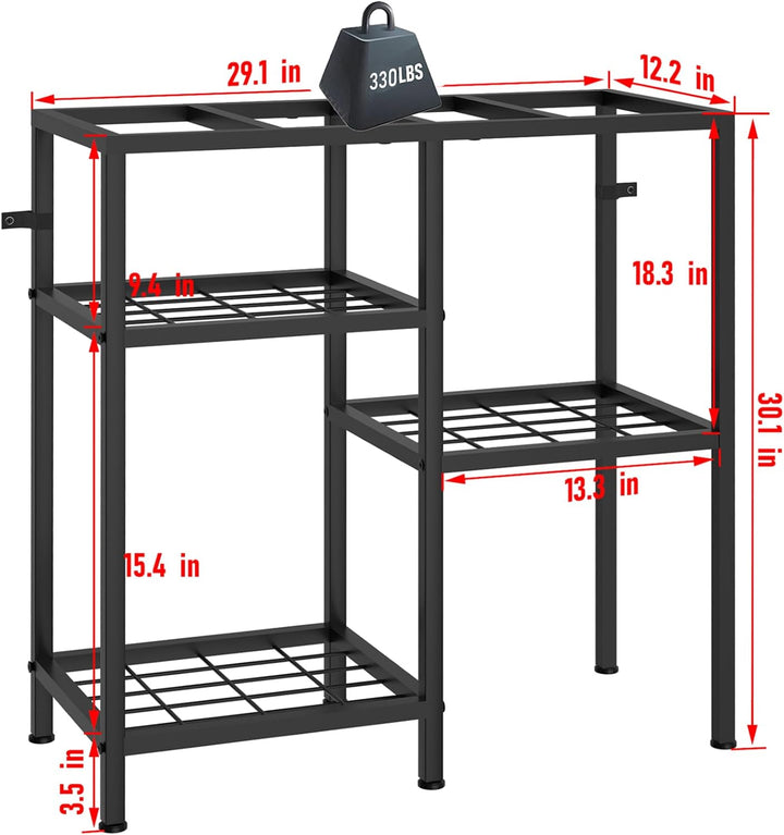 Fish Tank Stand 20 Gallon Aquarium Stand Aquarium Turtle Tank Reptile Tank Stand with 3-Tier Small Metal Shelf Black