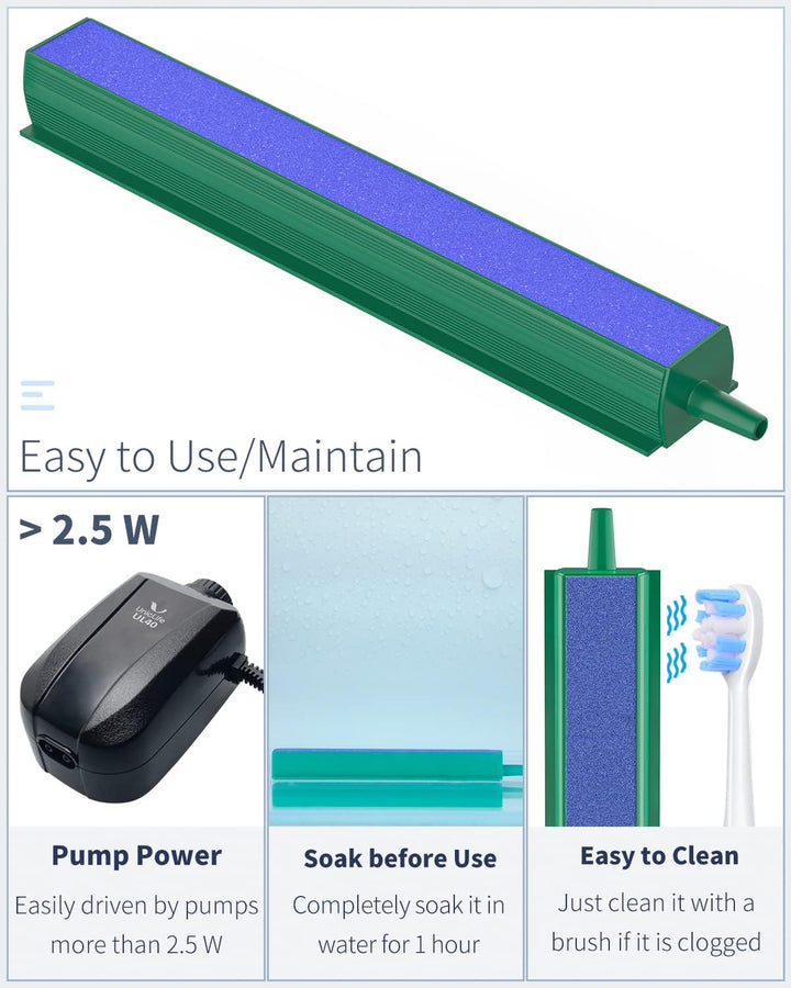 Aquarium Air Stone Bar Bubbler 4 Inch, Fish Tank Bubbler Stone with Plastic Base Square Oxygen Diffuser for Nano Air Pump Small Bucket and Fish Tank, 4 Pack