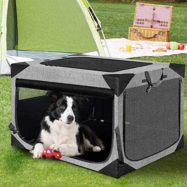 Dog Crate 30X21X21 Inch for Large or Medium Dogs, Portable and Foldable Design Perfect for Travel or Home Use, Dog Kennel with 3-Door
