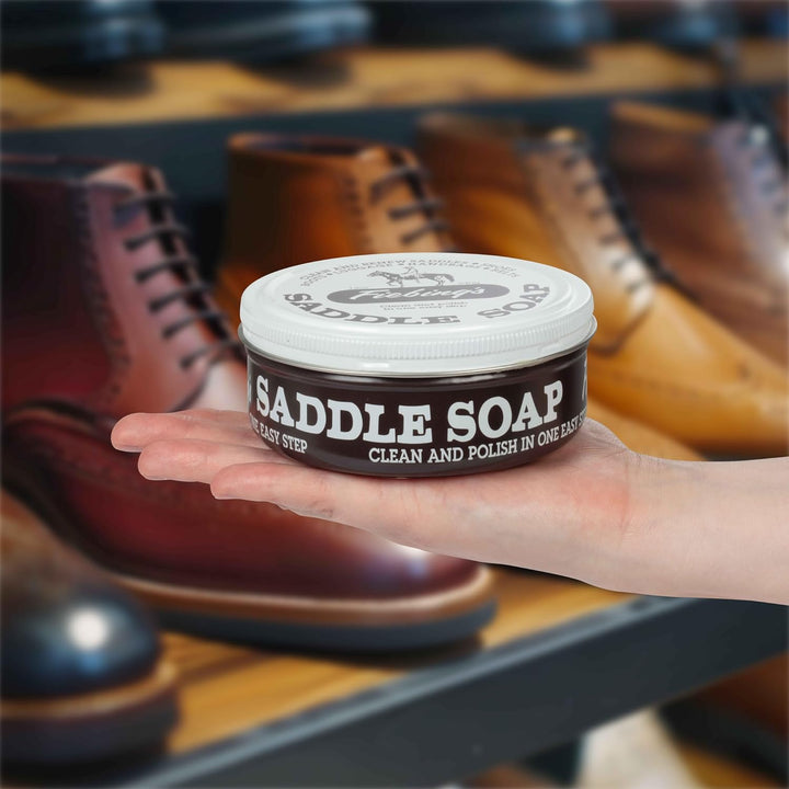 Saddle Soap 12Oz - White - Clean, Polish and Maintain Saddles, Shoes, Luggage, Handbags - Thoroughly Cleans & Restores Natural Preservative Leather Oils to Maintain Suppleness & Strength
