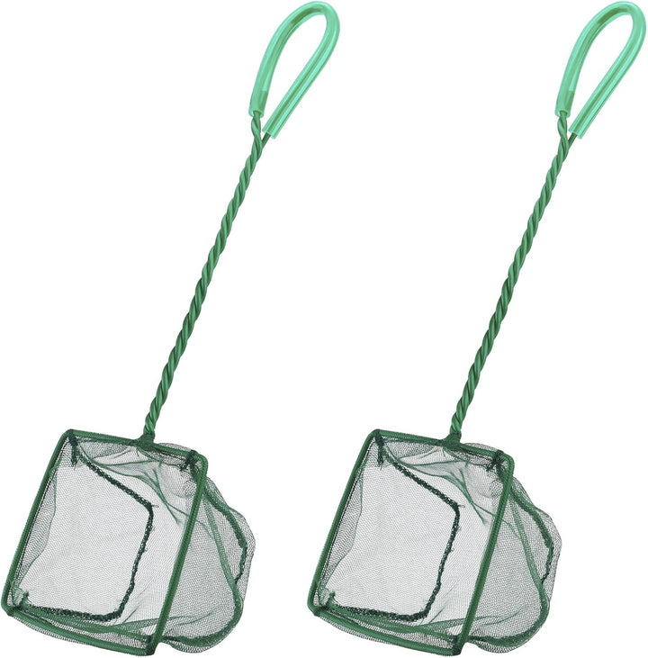 Aquarium Fish Net with Braided Metal Handle Square Net with Soft Fine Mesh Sludge Food Residue Wastes Skimming Cleaning Net for Fish Tanks Small Koi Ponds and Pools