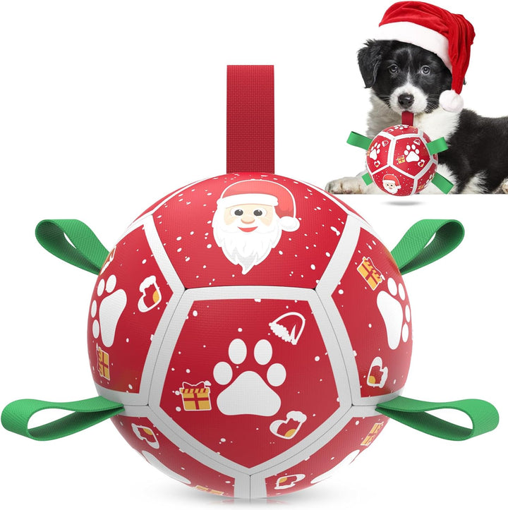 Premium Dog Toys Balls, Dog Soccer Ball with Straps, Dog Birthday Gifts, Herding Ball, Durable Balls for Small Medium Pet, Puppy Outdoor Toy, Pet Training Soccer Ball, World Cup Soccer (6 Inch)